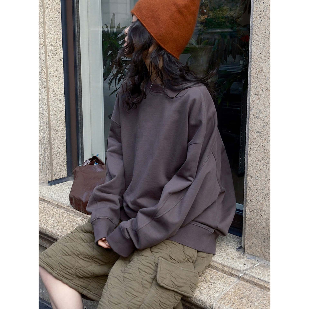 Women's Loose Sweatshirt made of French Terry with extended back hem and dropped shoulder Amarae