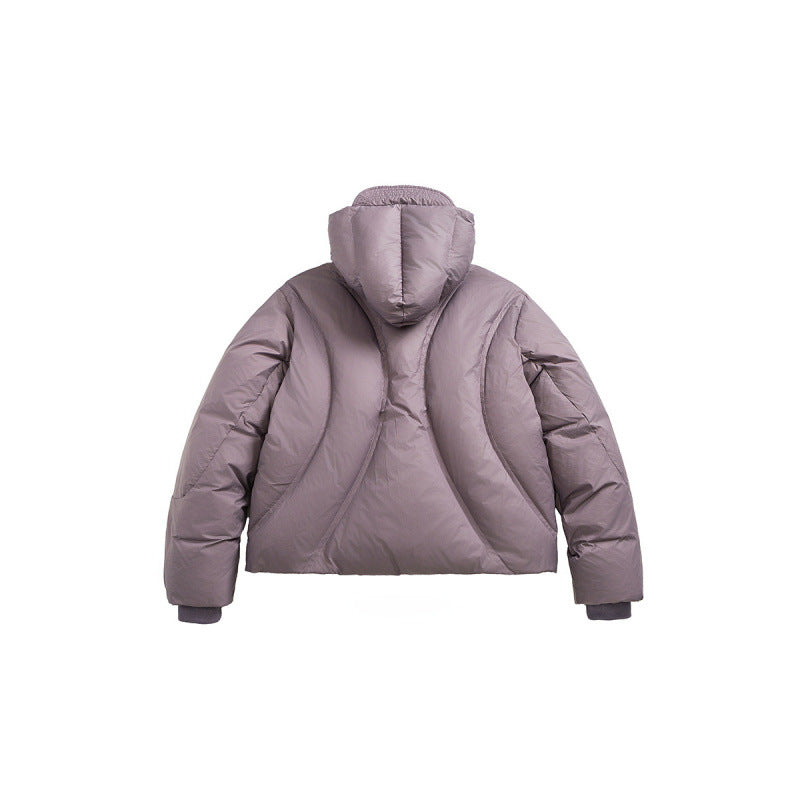 Unisex Short padded puffer jacket with high closing collar, voluminous hood and zippered pockets Amarae