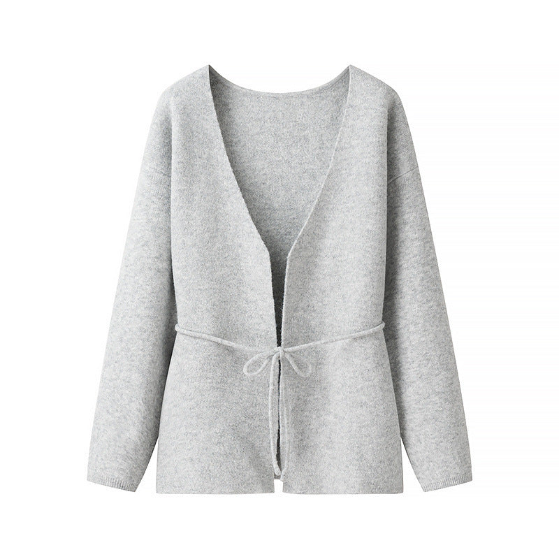 Women wide vest with tie at the waist and loose V-neck Lune London