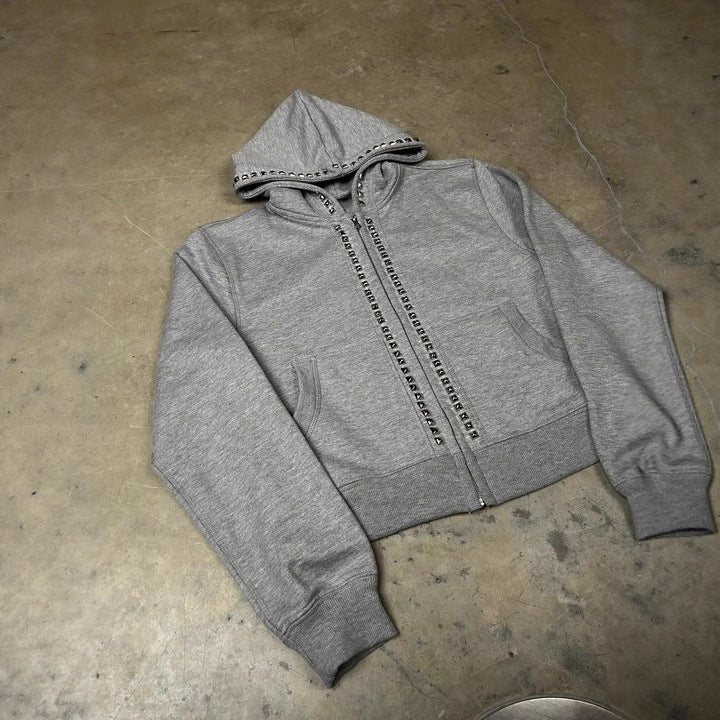 Lady hoodie with decorative studs and straight cut Amarae