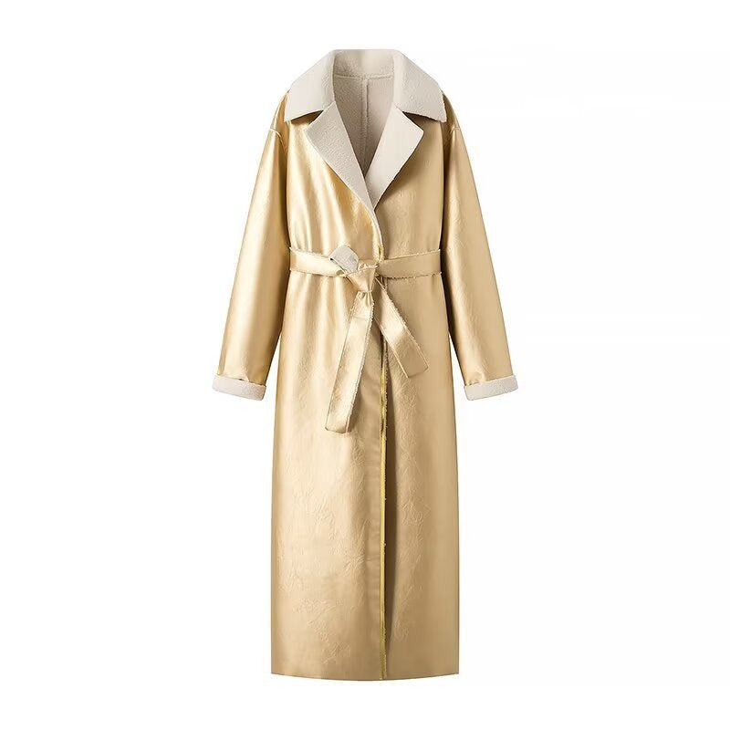 Manteau Élégant en Satin pour Femmes avec Col Doux et Ceinture à Nouer Chic & Stil