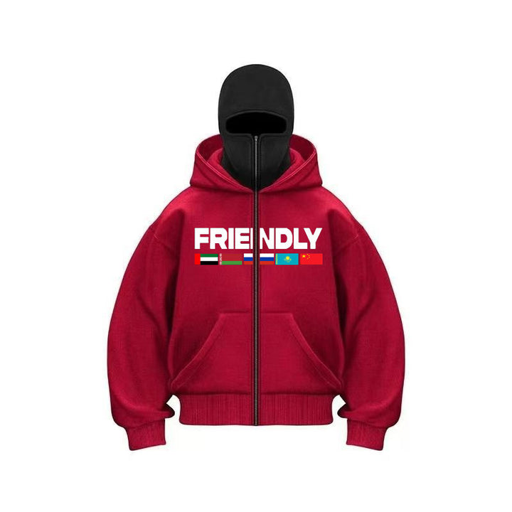 Hooded jacket for women with fixed zipper and striking graphic print Amarae
