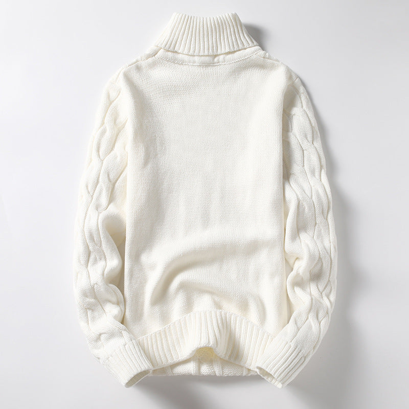 Men's knitted sweater with turtleneck and cable pattern Lune London