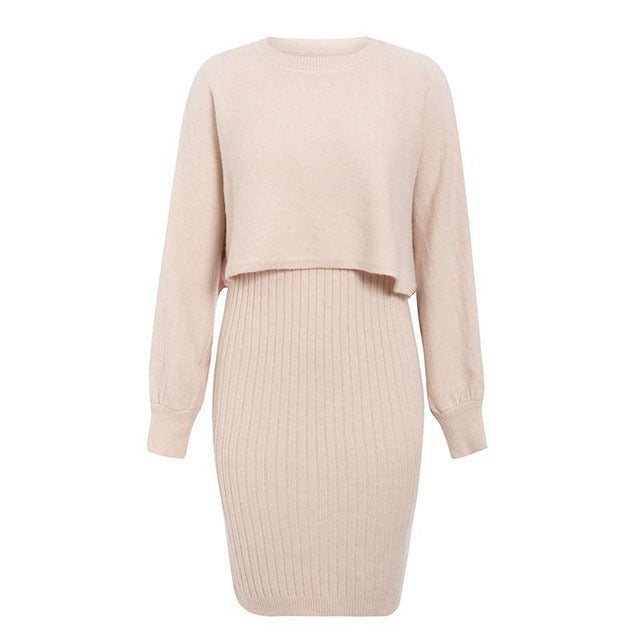 Robe en maille pour femmes avec top court intégré Chic & Stil