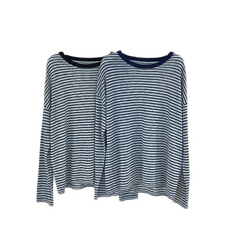 Women's Maritime Lightweight Knit Long Sleeve in Oversized Cut with Fine Striped Structure