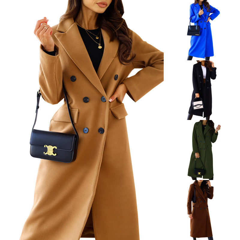 Trendy wool coat for women with double row of buttons Lune London