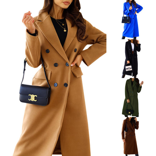 Trendy wool coat for women with double row of buttons Amarae