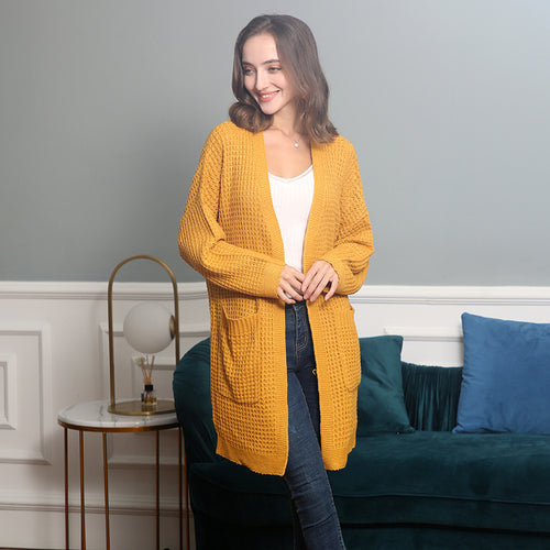 Casual knit cardigan for women with pockets and open cut Amarae
