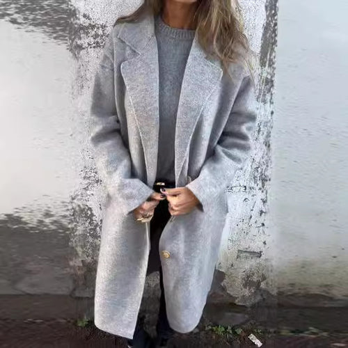 Oversized wool coat for ladies with elegant button details Amarae