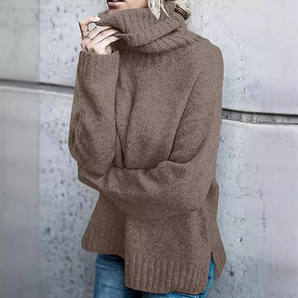 Casual sweater for women with high collar and textured surface Lune London