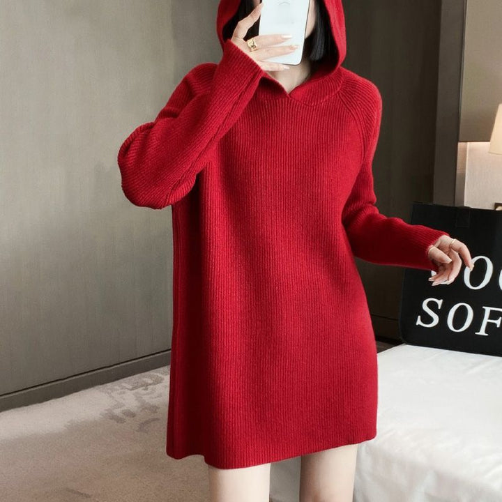 Robe en tricot pour femme avec capuche et coupe décontractée Chic & Stil