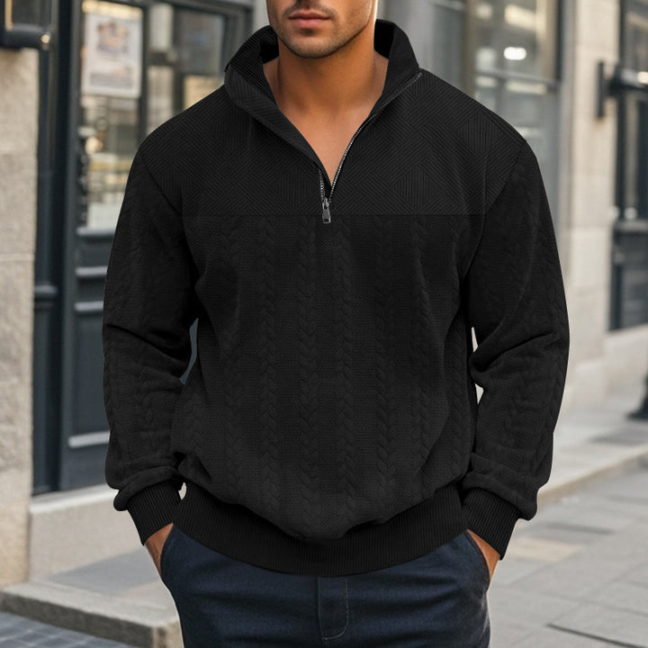 Stylish knitted sweater for men with half-zip closure Lune London