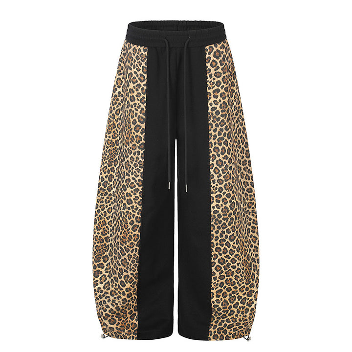 Women's Extra Wide Palazzo Jogpants with Leo Panels, Drawstring Waistband, and Adjustable Hem Amarae