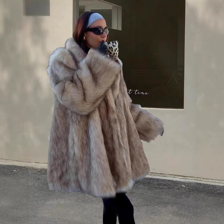 Ladies Elegant Faux Fur Coat Amarae