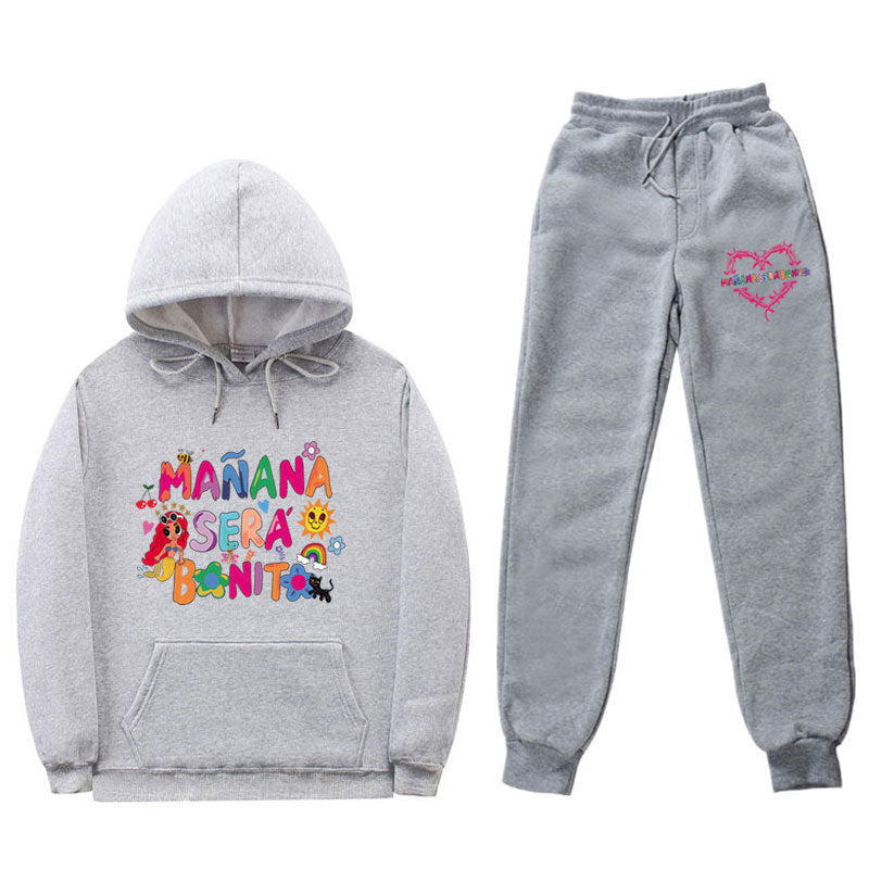 Women's Sweatshirt and Jogging Pants Set with Colorful Print Lune London