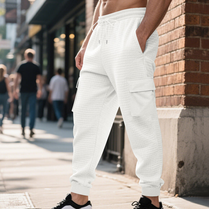 Men's cargo jogger pants with practical side pockets and elastic waistband Lune London