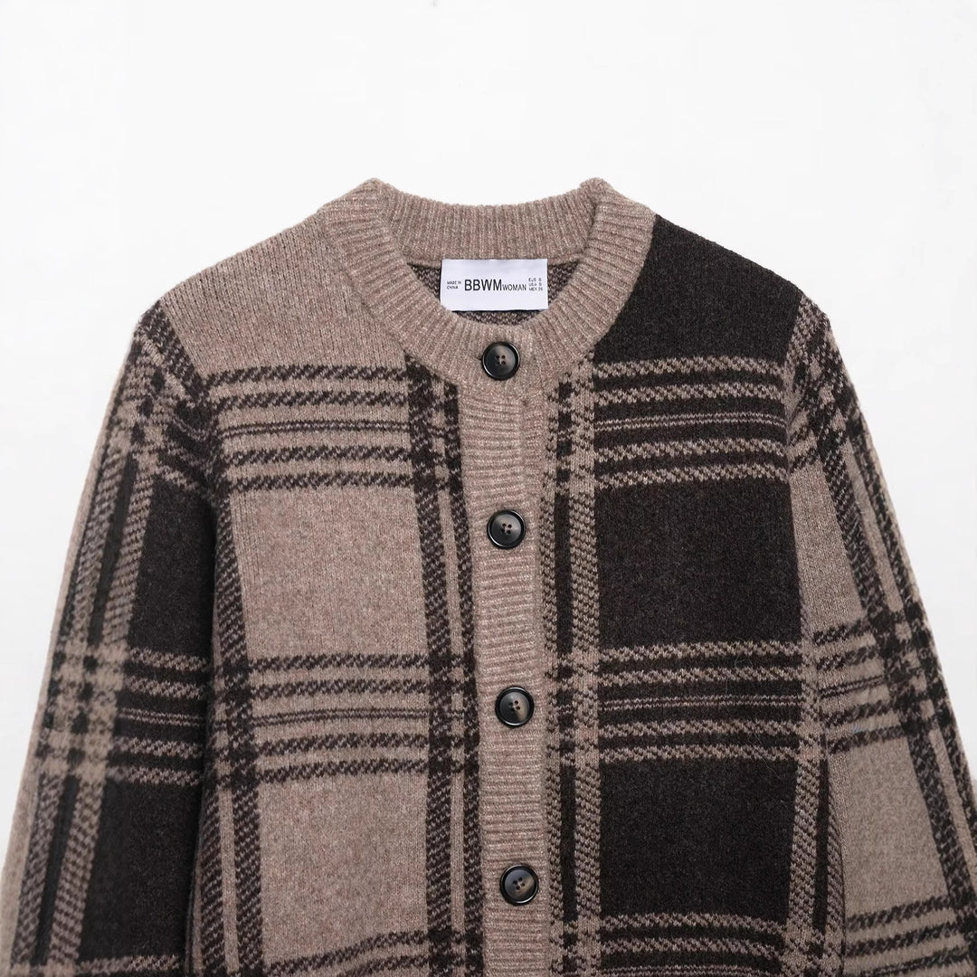 Ladies Lune London Checkered Knit Jacket