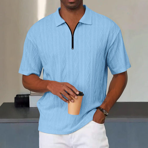 Men's polo with structured zip collar and short sleeves Amarae