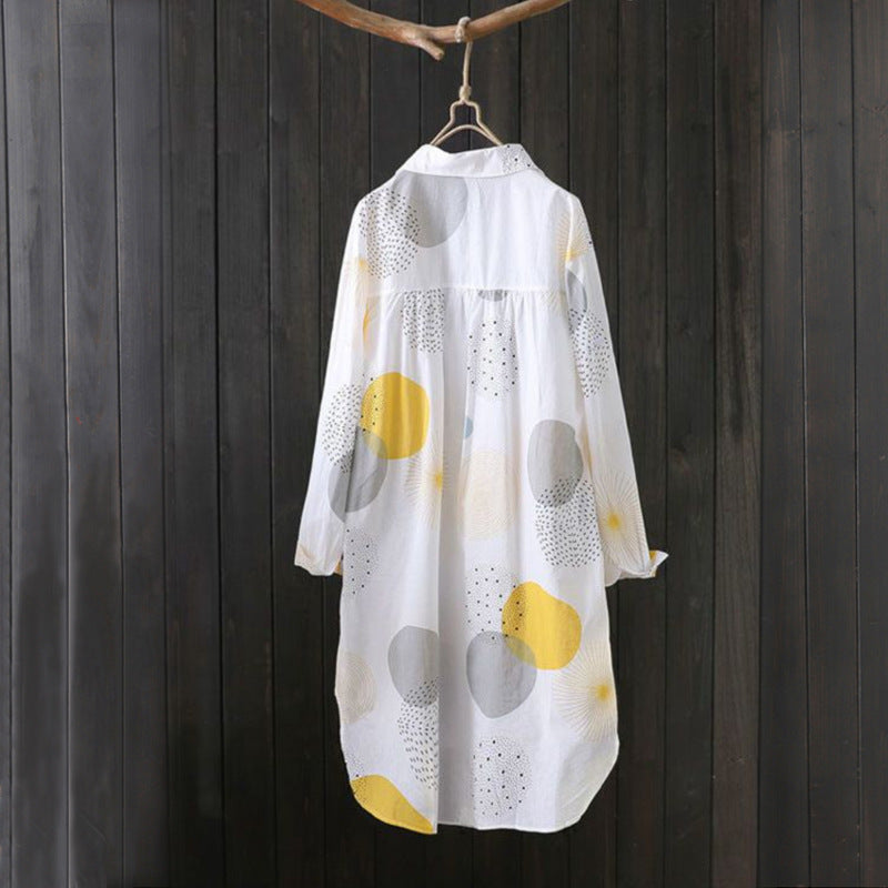 Button-up blouse for plus size women with abstract pattern Lune London