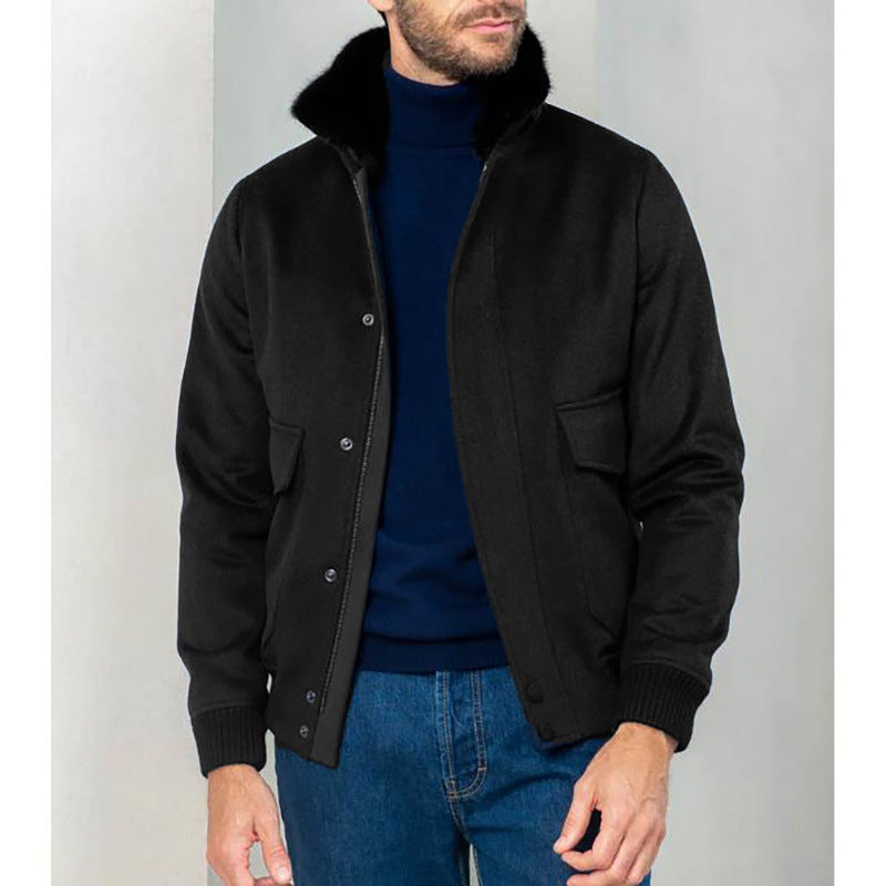 Elegant short jacket for men with faux fur collar and practical pockets Lune London