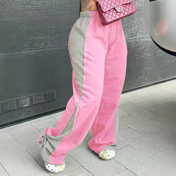 Casual women's sports pants with colorful side inserts and an elastic waistband Lune London