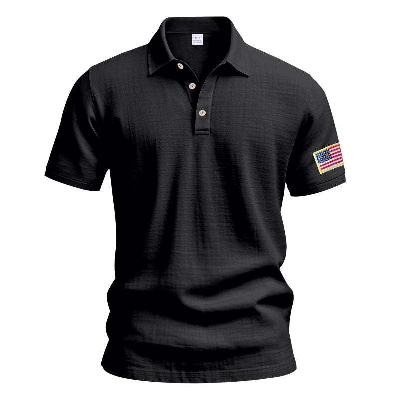 Men's sporty polo with American flag pattern and moisture-wicking technology Lune London
