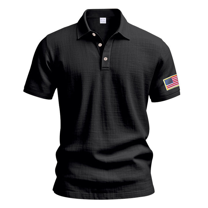 Men's sporty polo with American flag pattern and moisture-wicking technology Lune London