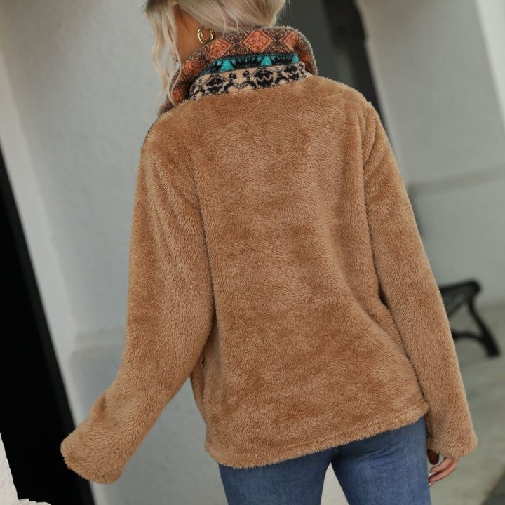 Fleece sweater for women with high neck and decorative pattern Lune London