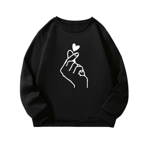 Sweatshirt pour femmes avec motif de signe de main créatif et doublure intérieure douce Chic & Stil