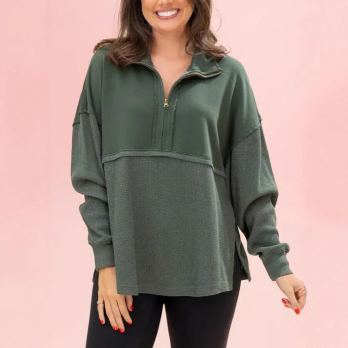 Pull décontracté pour femmes avec fermeture éclair et coupe décontractée Chic & Stil