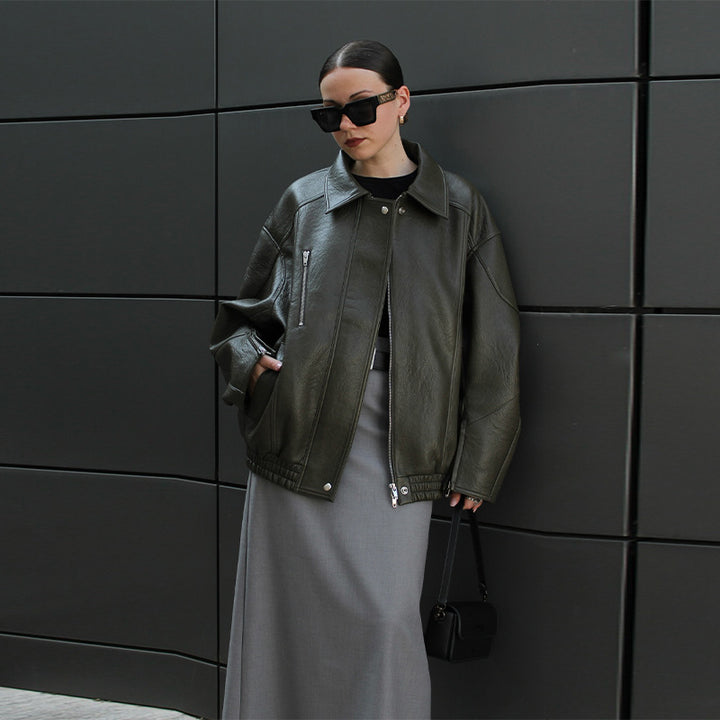 Lady leather jacket with oversized casual fit Lune London