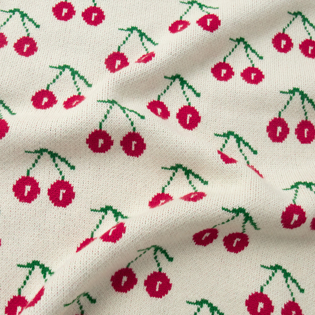 Ladies Cozy Knitted Sweater with Cherry Pattern Lune London