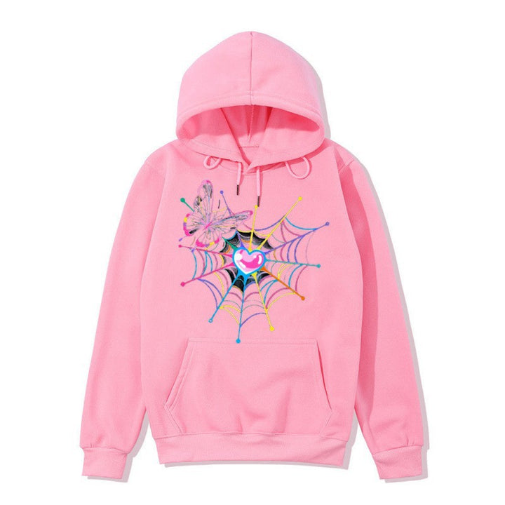 Women's hooded sweatshirt with artistic butterfly spiderweb motif Chic & Stil