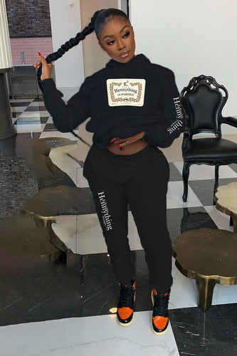 Women's hoodie and jogging pants set with creative statement print Amarae