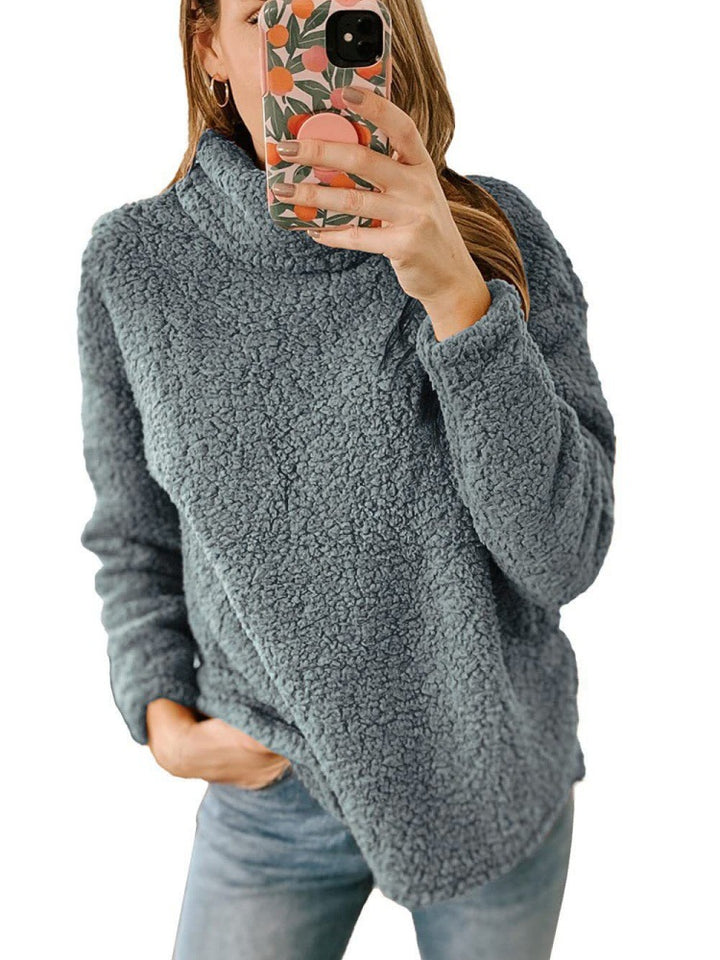Pull en molleton confortable pour femmes avec col montant et surface texturée Chic & Stil