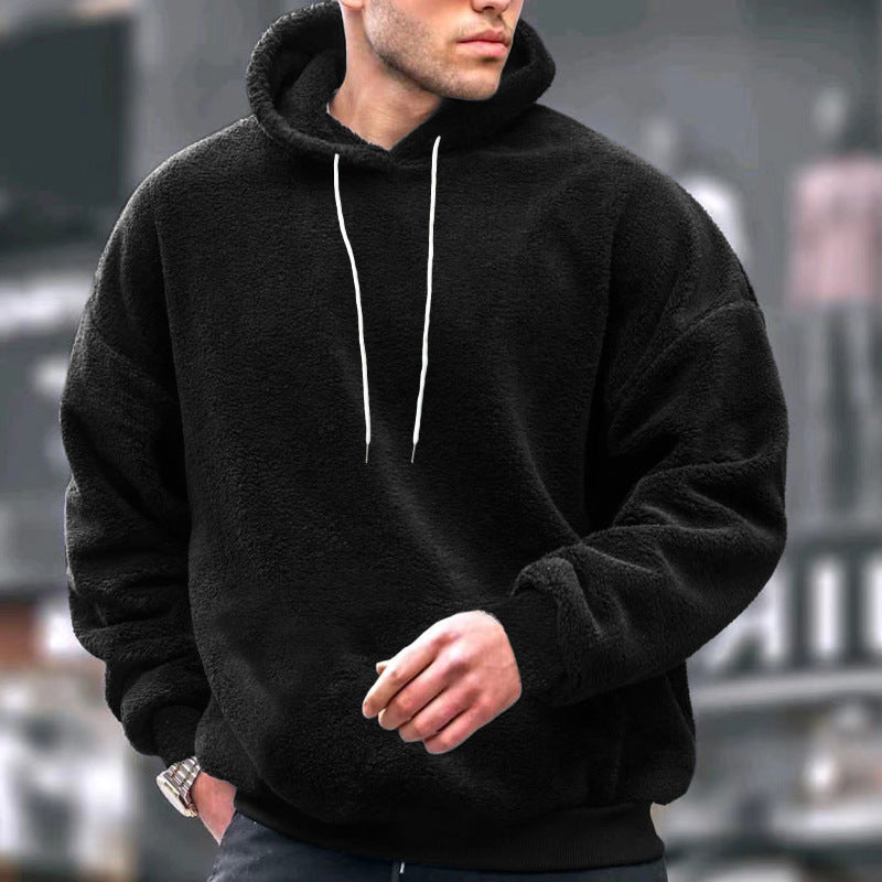 Men's Cozy Fleece Hooded Sweatshirt with Drawstring Lune London