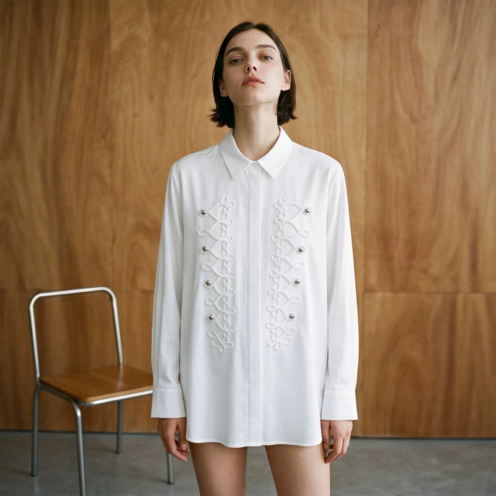 Women's Embellished Blouse with Decorative Cord Application Amarae