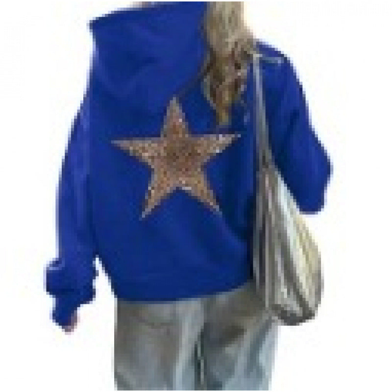Women’s Hoodie with Glittering Star Motif Lune London