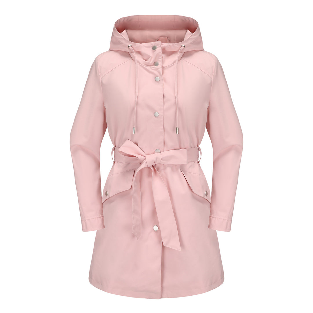 Women's waterproof transition jacket with adjustable hood and waist belt Lune London