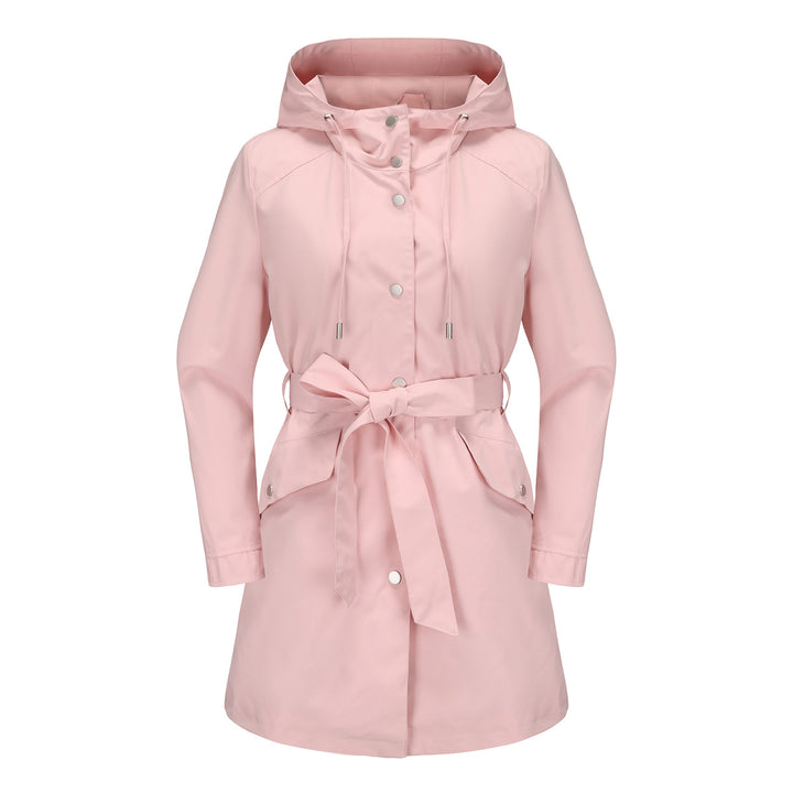 Women's waterproof transition jacket with adjustable hood and waist belt Lune London