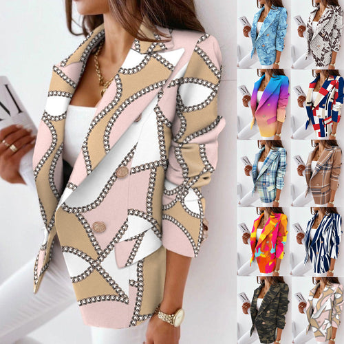 Women's stylish blazer with zebra pattern and double row of buttons Amarae
