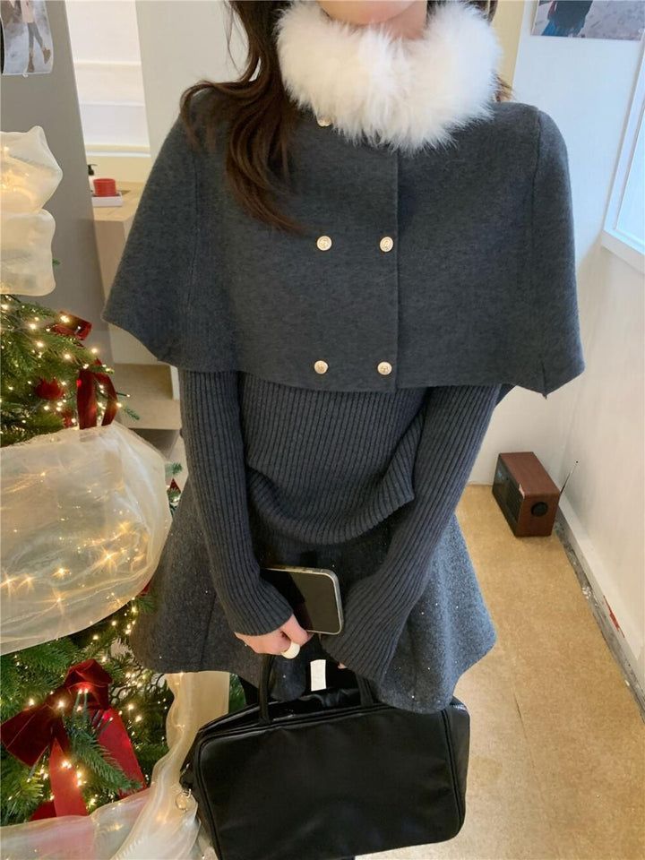 Manteau court élégant pour femmes avec col en fourrure détachable Chic & Stil