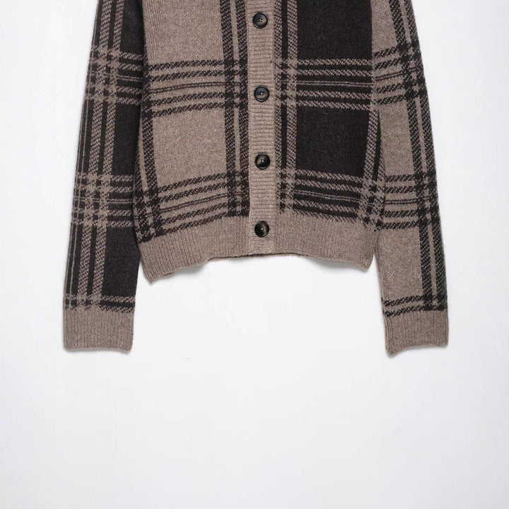 Ladies Chic tartan button sweater Lune London