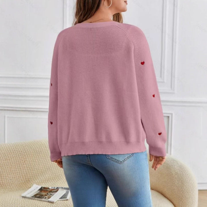 Women's Cardigan with Heart Appliqués and Casual Fit Lune London