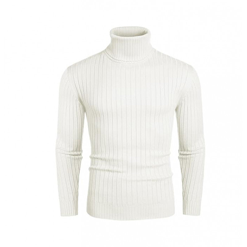 Knit sweater for men with high collar and ribbed pattern Lune London