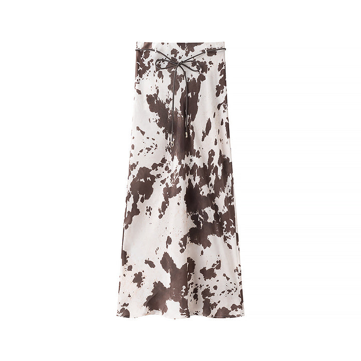 Women's loosely cut shirt blouse with cow spot print and concealed button placket Amarae