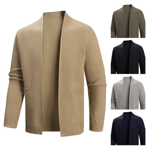 Knitted jacket for men with textured design and practical pockets Amarae