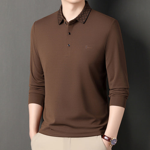 Men's Long Sleeve Polo with Structured Collar and Functional Design Amarae