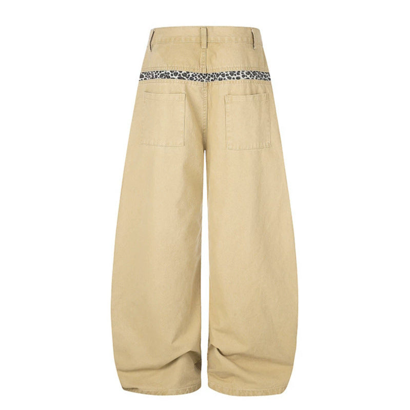 Women Extra Wide Palazzo Trousers with High Waist, Cargo Pockets and Decorative Keychain Amarae
