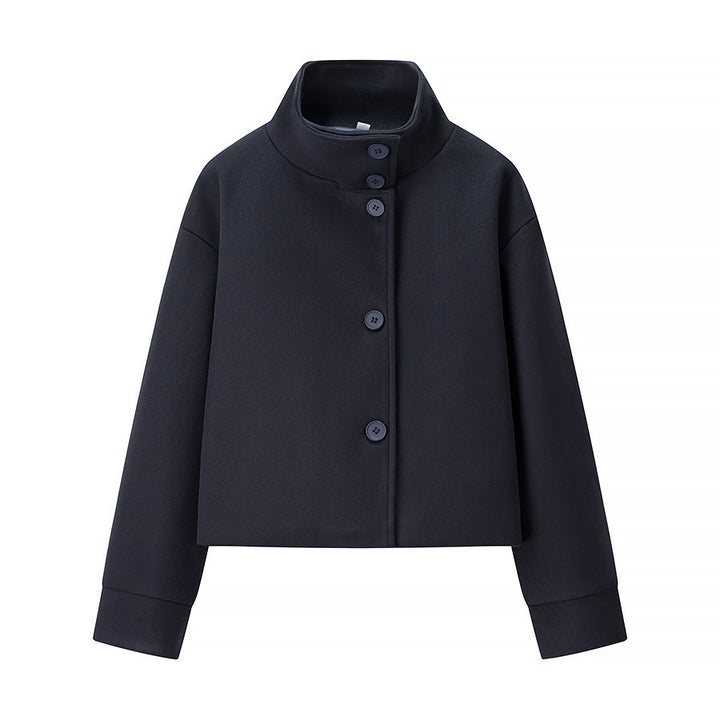 Fashionable short women's jacket with high collar and practical buttons Lune London